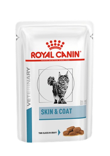 Royal Canin Comida Húmeda Gama Veterinaria Health Nutrition Dermatology Skin & Coat para Gato (finas laminas en salsa)