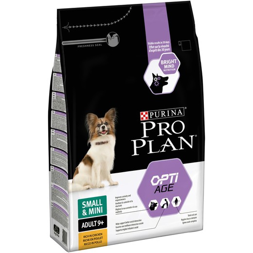 Purina Pro Plan  Perro Adulto Pequeño y Mini 9+ con OPTIAGE Pollo 3kg