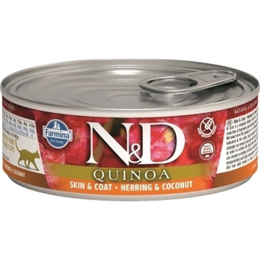 Farmina N&D Quinoa Skin & Coat Arenque Adult 80g comida húmeda para gato