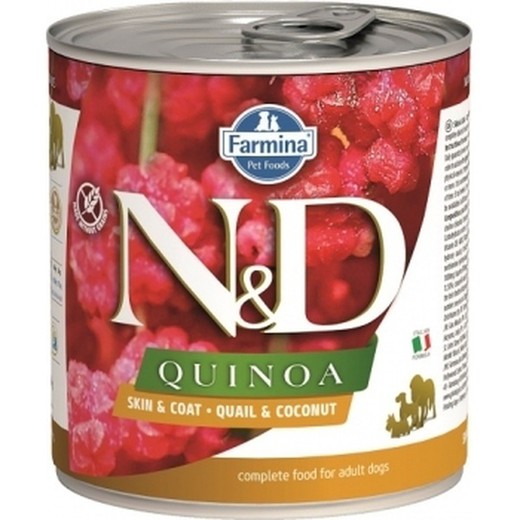 Farmina N&D Quinoa Skin & Coat Codorniz Adult 285g comida húmeda para perro