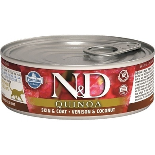 Farmina N&D Quinoa Skin & Coat venado Adult 80g comida húmeda para gato