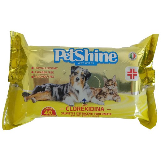 Petshine Toallitas Higiene para Perros y Gatos con Clorexidina