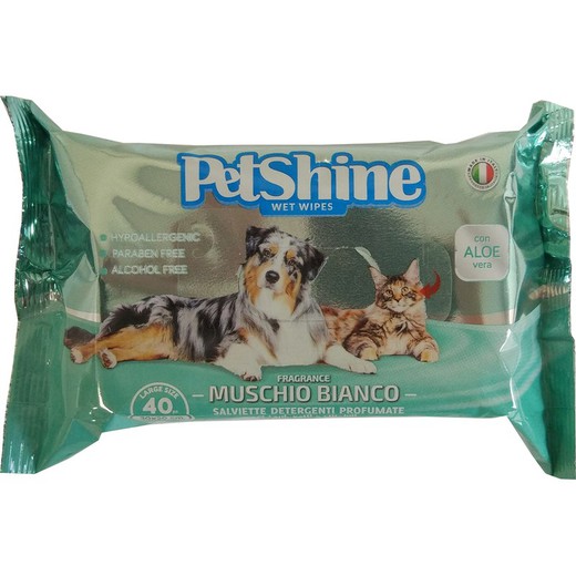 Toallitas Higiene para Perro y Gato, Musgo Blanco Aloe para Perros marca Porrini referencia PO-11-04225 color
