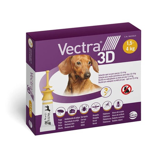 Vectra 3d pipetas para perro 1,5-4 kg (3uds)