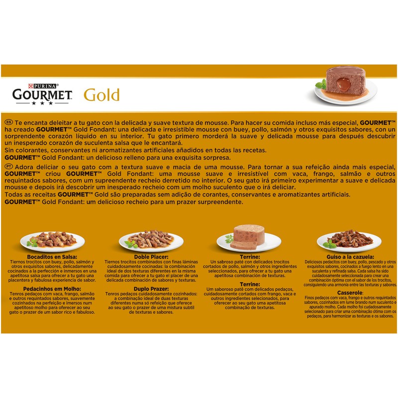 Purina GOURMET GOLD FONDANT 12 ud x 85 gr x 4 sabores