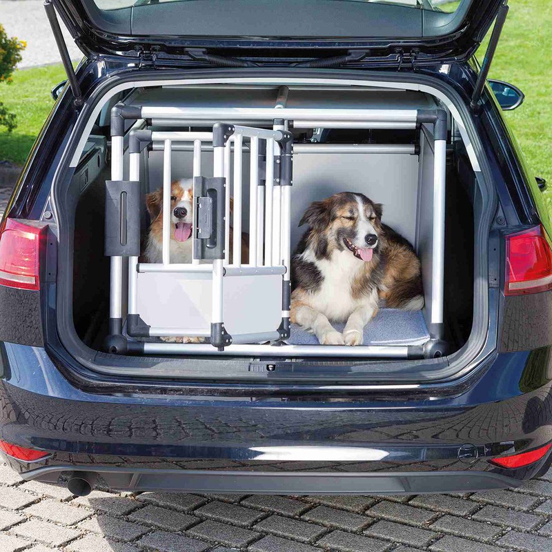 Trasportín de coche doble metálico para perros medianos y grandes de la  marca Trixie color plata y gris claro — Romac Mascotas